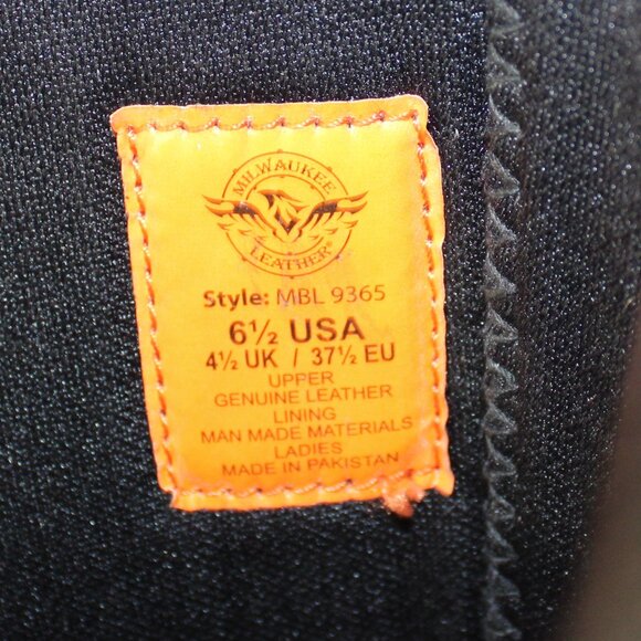 Milwaukee Leather Classic Harness Side Lacing Detail 14” Tall Boot Size 6.5 - Picture 11 of 11